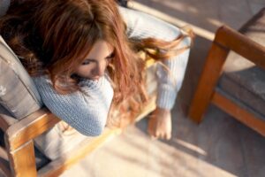 woman feeling sick