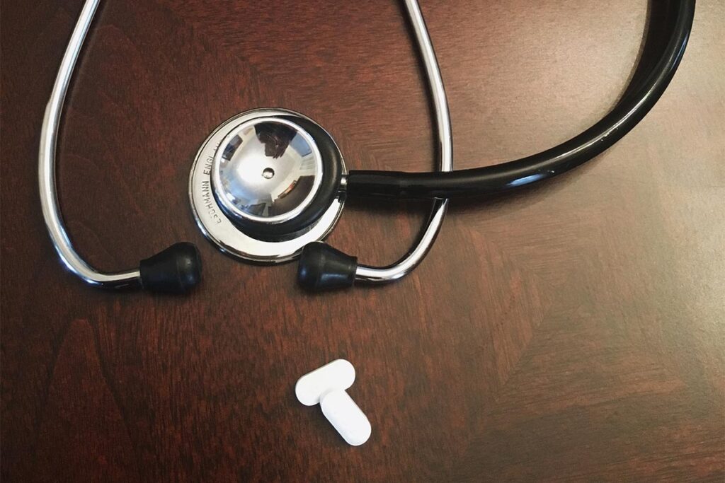 stethoscope and medicine, detox concept